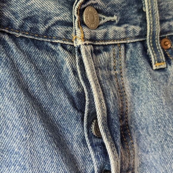 Levi’s 501 Button Fly‎ High Waist Denim Jean Shorts Size 28 Fray Hem Shredded - Picture 8 of 13